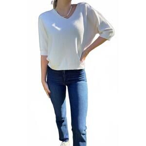 NEW MINT EXCLUSIVES aspen three-quarter sleeve knit top in classic ivory